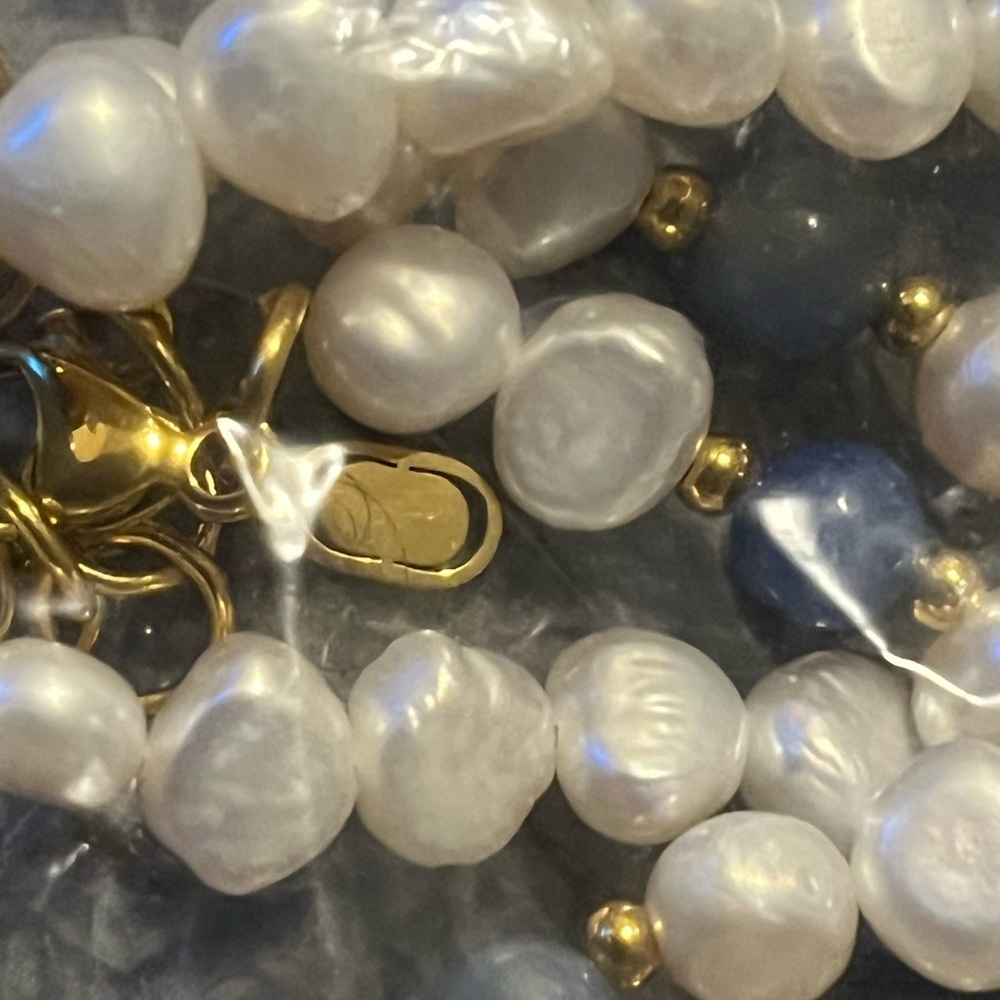Craftd London Blue Pearl Necklace Size 7.5